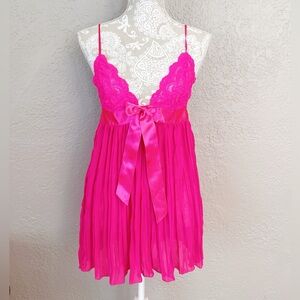Victoria’s Secret hot pink lace baby doll lingerie dress intimates - M Women’s